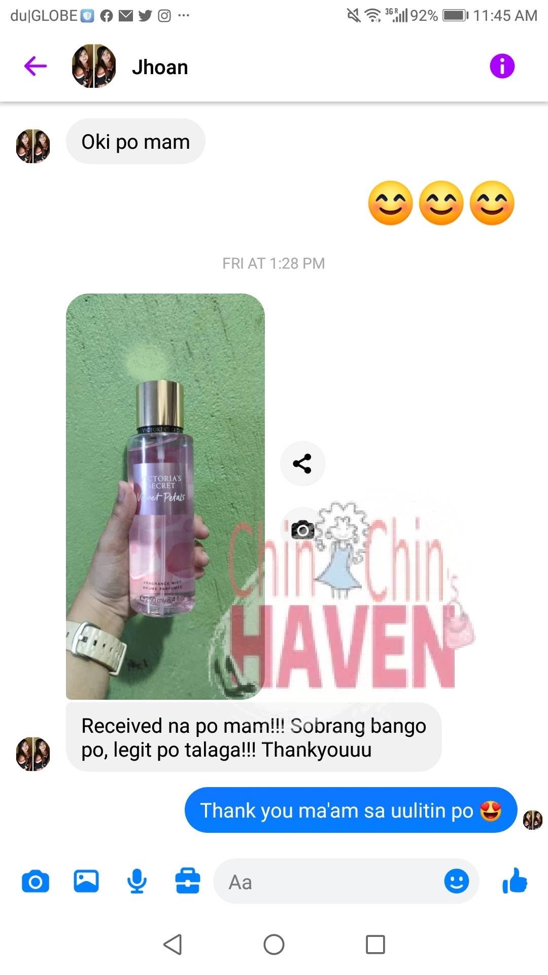 Customer feedback from Facebook Messenger (10 of 14)
