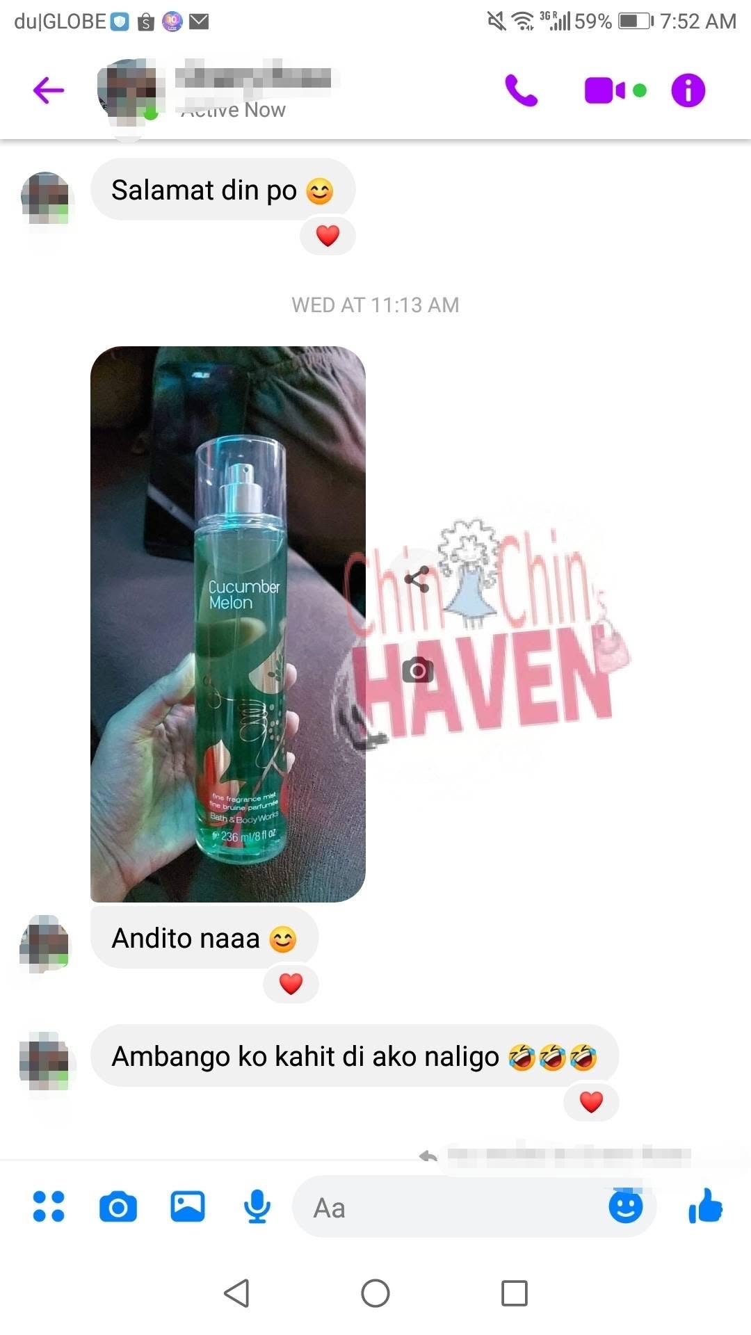 Customer feedback from Facebook Messenger (12 of 14)