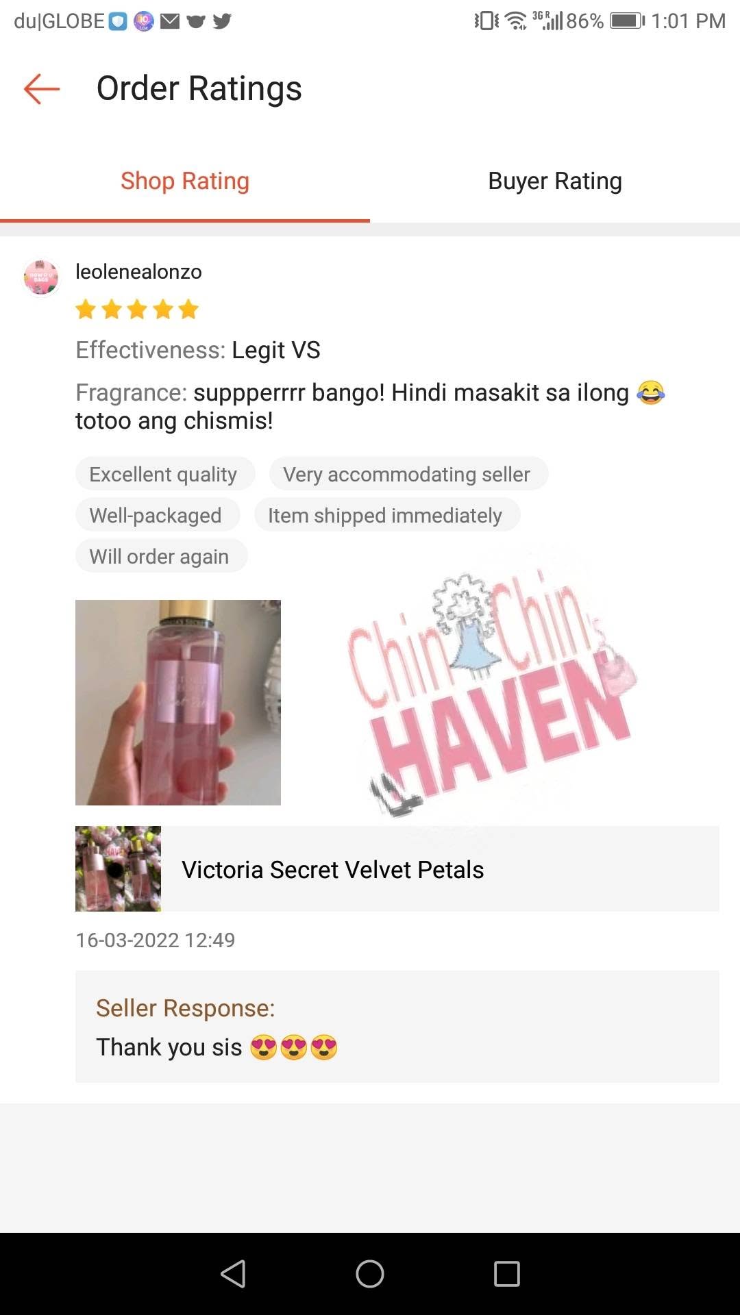 Customer feedback from Facebook Messenger (13 of 14)