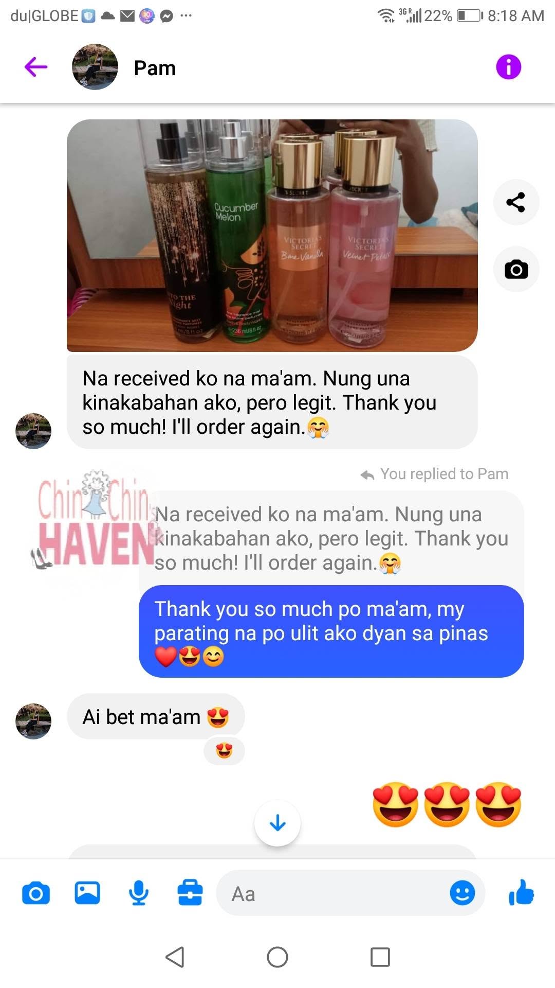 Customer feedback from Facebook Messenger (5 of 14)